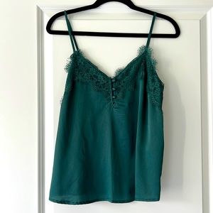 Abercrombie emerald green lace trim cami